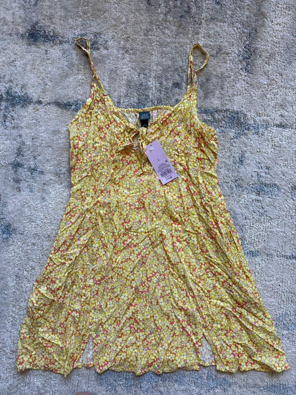 wild fable Yellow Floral Tie-Front Mini Dress